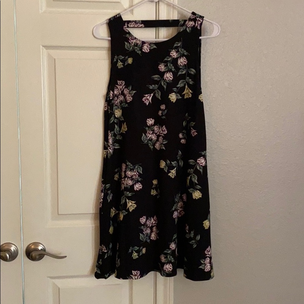 Black Floral Strapless Low Back Detail Dress